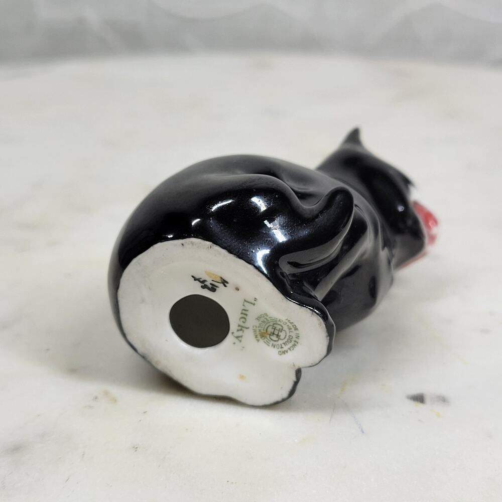Royal Doulton Lucky Cat Miniature 2.5" Black Bone China Anthropomorphic England - Picture 14 of 16